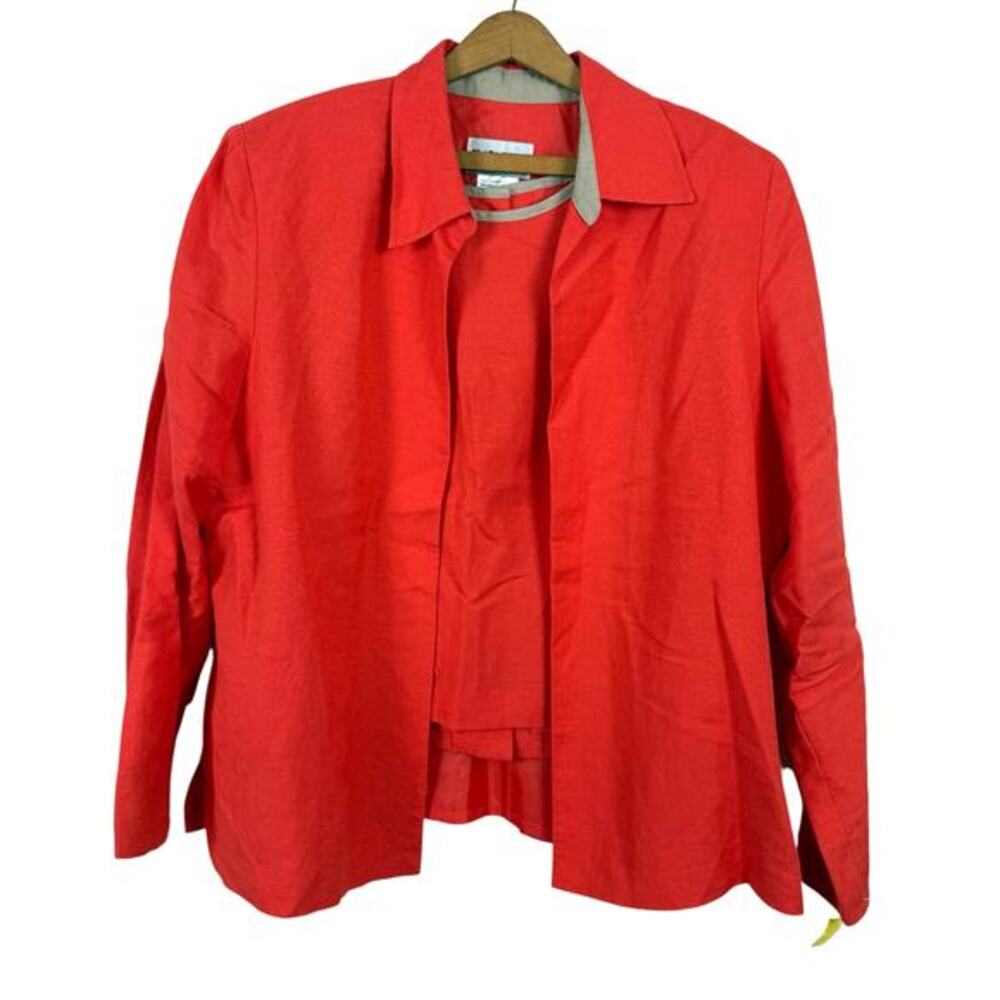 Vintage Plaza South‎ Women 2 Piece Set Jacket & Top Size 14 Linen Blend Vacation